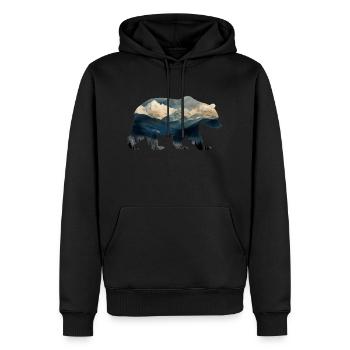 Bergbär - Männer Premium Bio Hoodie - Schwarz - Vorne - Nico (187cm)