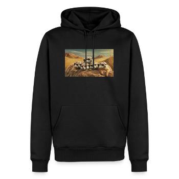Cute animals chilling – meerkats sleeping ground - Men’s Premium Organic Hoodie - black - Front - Nico (187cm)