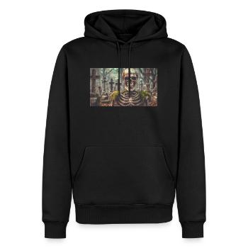 squelette maléfique à un cimetière monstre horreur sombre sc - Sweat à capuche Premium bio Homme - noir - Devant - Nico (187cm)