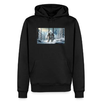 Sasquatch Bigfoot in den Bergen Schneemonster - Männer Premium Bio Hoodie - Schwarz - Vorne - Nico (187cm)