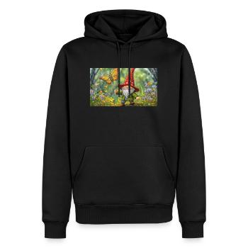 Gnome faisant voler un papillon comme un cerf-volant - Sweat à capuche Premium bio Homme - noir - Devant - Nico (187cm)