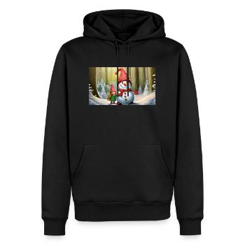 mignons petits gnomes vie quotidienne construction bonhomme de neige - Sweat à capuche Premium bio Homme - noir - Devant - Nico (187cm)