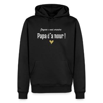 Joyeux anniversaire papa d’amour - Sweat à capuche Premium bio Homme - noir - Devant - Nico (187cm)