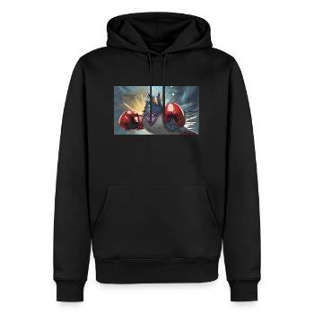 Jeu de mots expression ambiguë Taubenschlag pigeonnier - Sweat à capuche Premium bio Homme - noir - Devant - Nico (187cm)