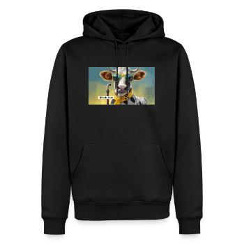 Jeu de mots : expression ambiguë – Blinde Kuh (vache aveugle) - Sweat à capuche Premium bio Homme - noir - Devant - Nico (187cm)