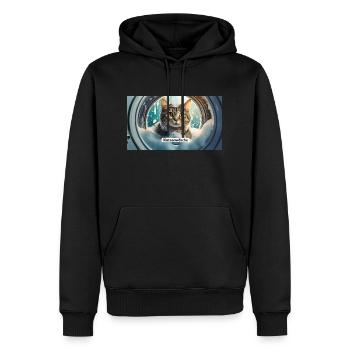 Jeu de mots ambigu sur l’expression allemande – Katzenwäsche - Sweat à capuche Premium bio Homme - noir - Devant - Nico (187cm)