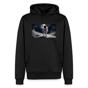 Astronaute sur la lune - Sweat à capuche Premium bio Homme - noir - Devant - Nico (187cm)