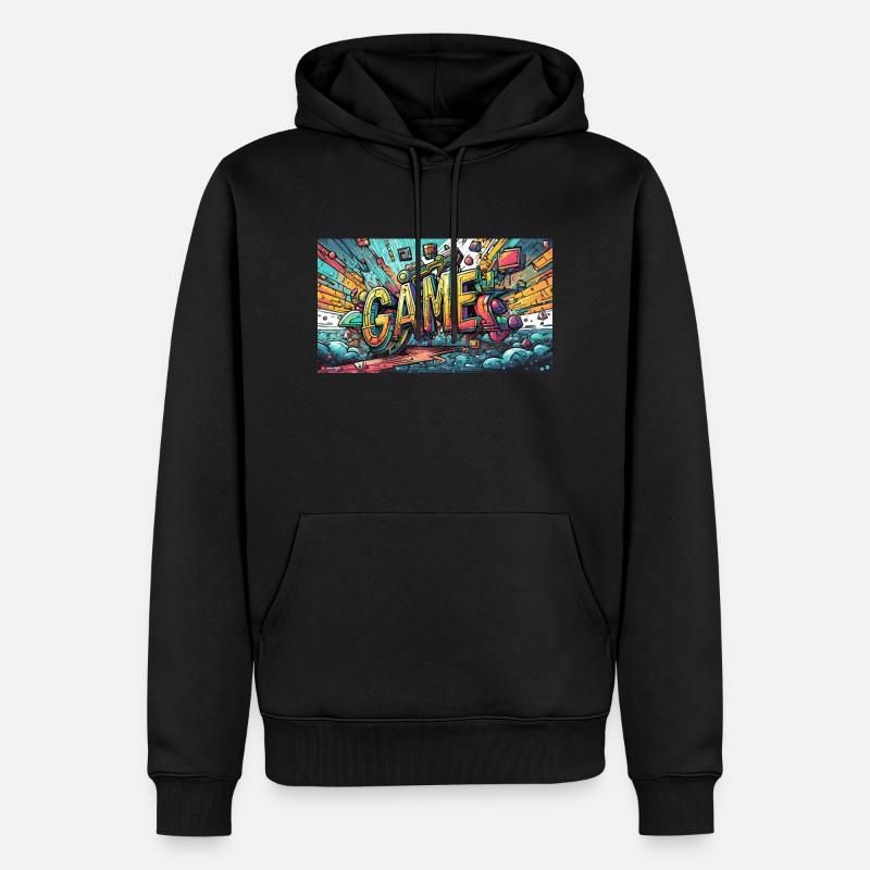 Game graffiti - Sweat à capuche Premium bio Homme - noir