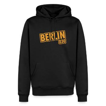 Berlin - 030 - Capitale - Allemagne - Indicatif régional - Sweat à capuche Premium bio Homme - noir - Devant - Nico (187cm)