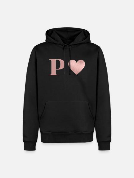 Letter p heart rose gold - Men’s Premium Organic Hoodie - black