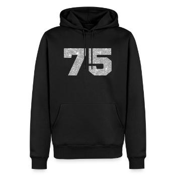 75 paillettes argenté - 75e anniversaire - Sweat à capuche Premium bio Homme - noir - Devant - Nico (187cm)