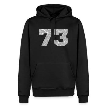 73 Silber Glitter - 73 Geburtstag - Männer Premium Bio Hoodie - Schwarz - Vorne - Nico (187cm)