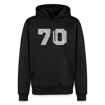Nummer 70 Silberglitter - 70. Jahrestag - Männer Premium Bio Hoodie - Schwarz - Vorne - Nico (187cm)