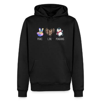 Peace Love Penguins - Penguin Lover Bird Watcher - Sweat à capuche Premium bio Homme - noir - Devant - Nico (187cm)
