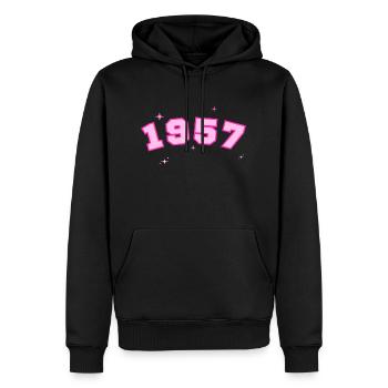 1957 rose étoile - Sweat à capuche Premium bio Homme - noir - Devant - Nico (187cm)