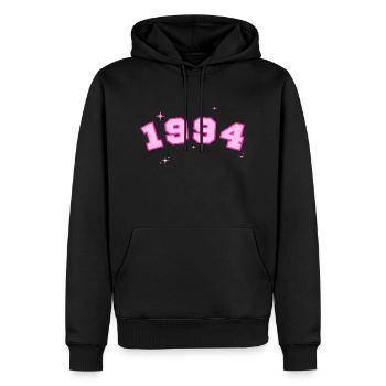 1994 rose étoile - Sweat à capuche Premium bio Homme - noir - Devant - Nico (187cm)