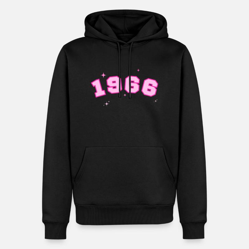 1966 rose étoile - Sweat à capuche Premium bio Homme - noir