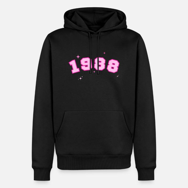 1988 rose étoile - Sweat à capuche Premium bio Homme - noir