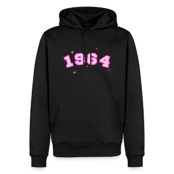 1964 rose étoile - Sweat à capuche Premium bio Homme - noir - Devant - Nico (187cm)
