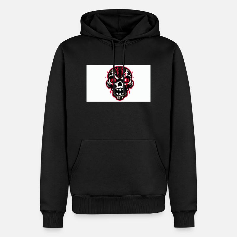 Animierter Schädel - Männer Premium Bio Hoodie - Schwarz