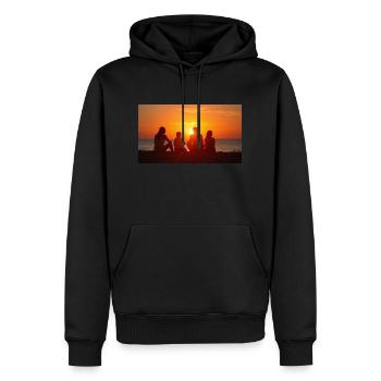 Silhouette Of A Family Of Four Watching A Sunset O - Men’s Premium Organic Hoodie - black - Front - Nico (187cm)