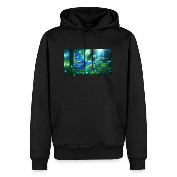 blue butterfly - Men’s Premium Organic Hoodie - black - Front - Nico (187cm)