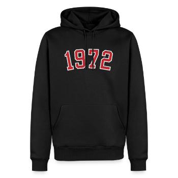 Année de naissance sport 1972 - Sweat à capuche Premium bio Homme - noir - Devant - Nico (187cm)