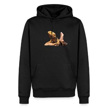 Bartagame - Männer Premium Bio Hoodie - Schwarz - Vorne - Nico (187cm)