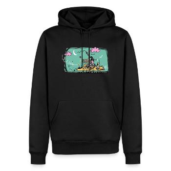 Schnelle Frau - Männer Premium Bio Hoodie - Schwarz - Vorne - Nico (187cm)