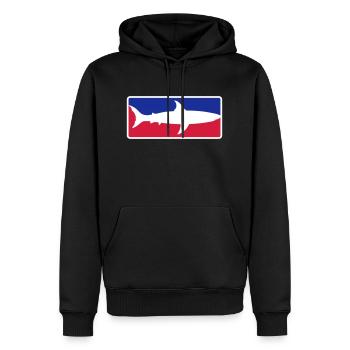 rot blau sport hai button rahmen schild schwarz sc - Männer Premium Bio Hoodie - Schwarz - Vorne - Nico (187cm)