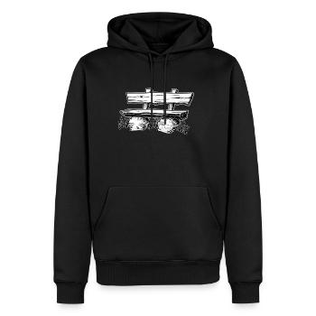 995 Bank Holz Umriss - Männer Premium Bio Hoodie - Schwarz - Vorne - Nico (187cm)