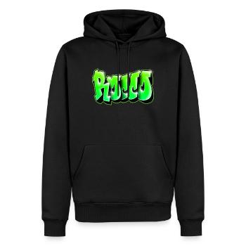 ROCCO GRAFFITI-DRUCK - Männer Premium Bio Hoodie - Schwarz - Vorne - Nico (187cm)