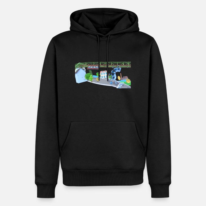 Spielszene Schwebibahn-Runner - Männer Premium Bio Hoodie - Schwarz