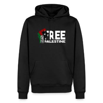 la Palestine libre - Sweat à capuche Premium bio Homme - noir - Devant - Nico (187cm)