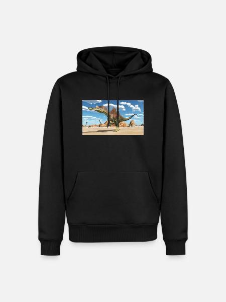 Dinosaurus Ichthyovenator in een landschap - Mannen Premium Bio hoodie - zwart