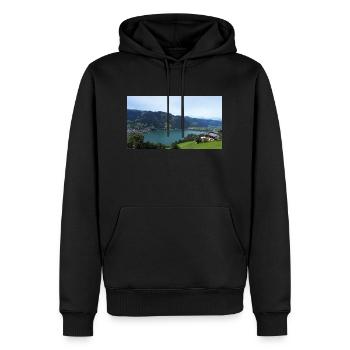 Zell am See - Männer Premium Bio Hoodie - Schwarz - Vorne - Nico (187cm)