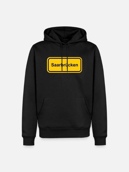 Ortsschild Saarbrücken Ort Schild Ortstafel - Männer Premium Bio Hoodie - Schwarz