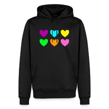 Herzen neon bunt - Männer Premium Bio Hoodie - Schwarz - Vorne - Nico (187cm)