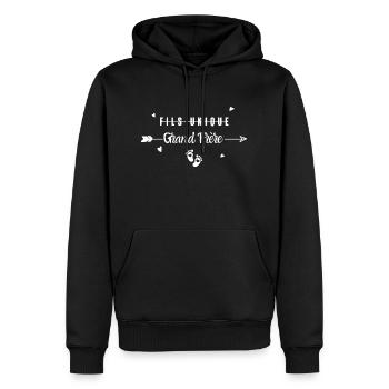 grand frère - Sweat à capuche Premium bio Homme - noir - Devant - Nico (187cm)