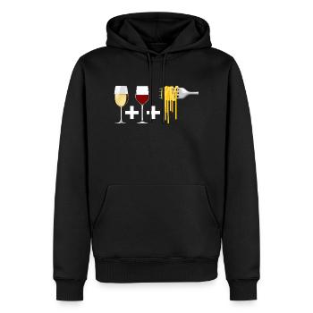 Vin rouge et Vin blanc et Pâtes - Sweat à capuche Premium bio Homme - noir - Devant - Nico (187cm)