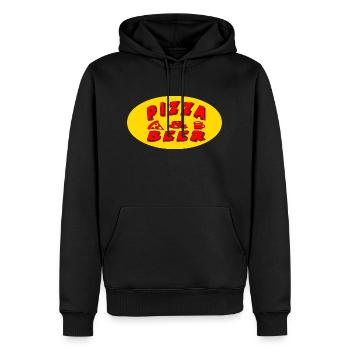 Pizza - Männer Premium Bio Hoodie - Schwarz - Vorne - Nico (187cm)