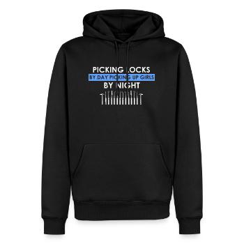 Lockpicking during the day tow truck at night - Men’s Premium Organic Hoodie - black - Front - Nico (187cm)
