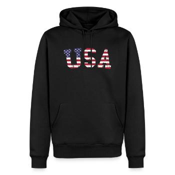 usa flag font vintage - Sweat à capuche Premium bio Homme - noir - Devant - Nico (187cm)
