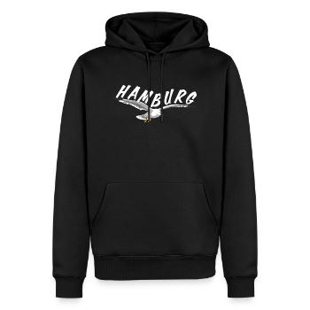 Hambourg à propos de Seagull - blanc - Sweat à capuche Premium bio Homme - noir - Devant - Nico (187cm)