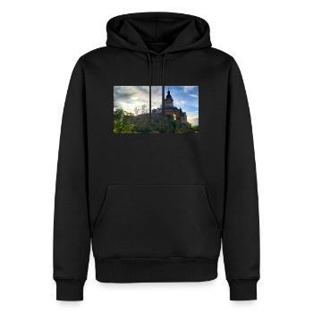 Burg Falkenstein - Männer Premium Bio Hoodie - Schwarz - Vorne - Nico (187cm)