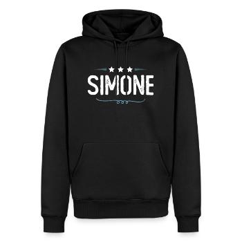 Simone - Männer Premium Bio Hoodie - Schwarz - Vorne - Nico (187cm)