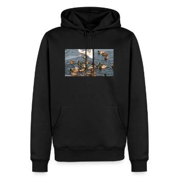 Ente mit Familie - Männer Premium Bio Hoodie - Schwarz - Vorne - Nico (187cm)