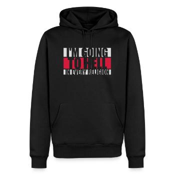 En allant en enfer - Sweat à capuche Premium bio Homme - noir - Devant - Nico (187cm)