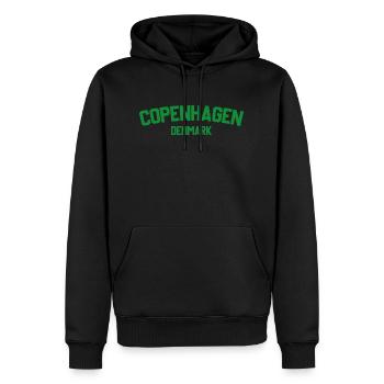 Kopenhagen, Dänemark - Männer Premium Bio Hoodie - Schwarz - Vorne - Nico (187cm)