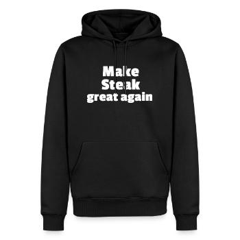 Make Steak great again - Männer Premium Bio Hoodie - Schwarz - Vorne - Nico (187cm)